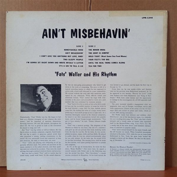 ''FATS'' WALLER & HIS RHYTHM – AIN'T MISBEHAVIN' (1956) - LP 2.EL PLAK