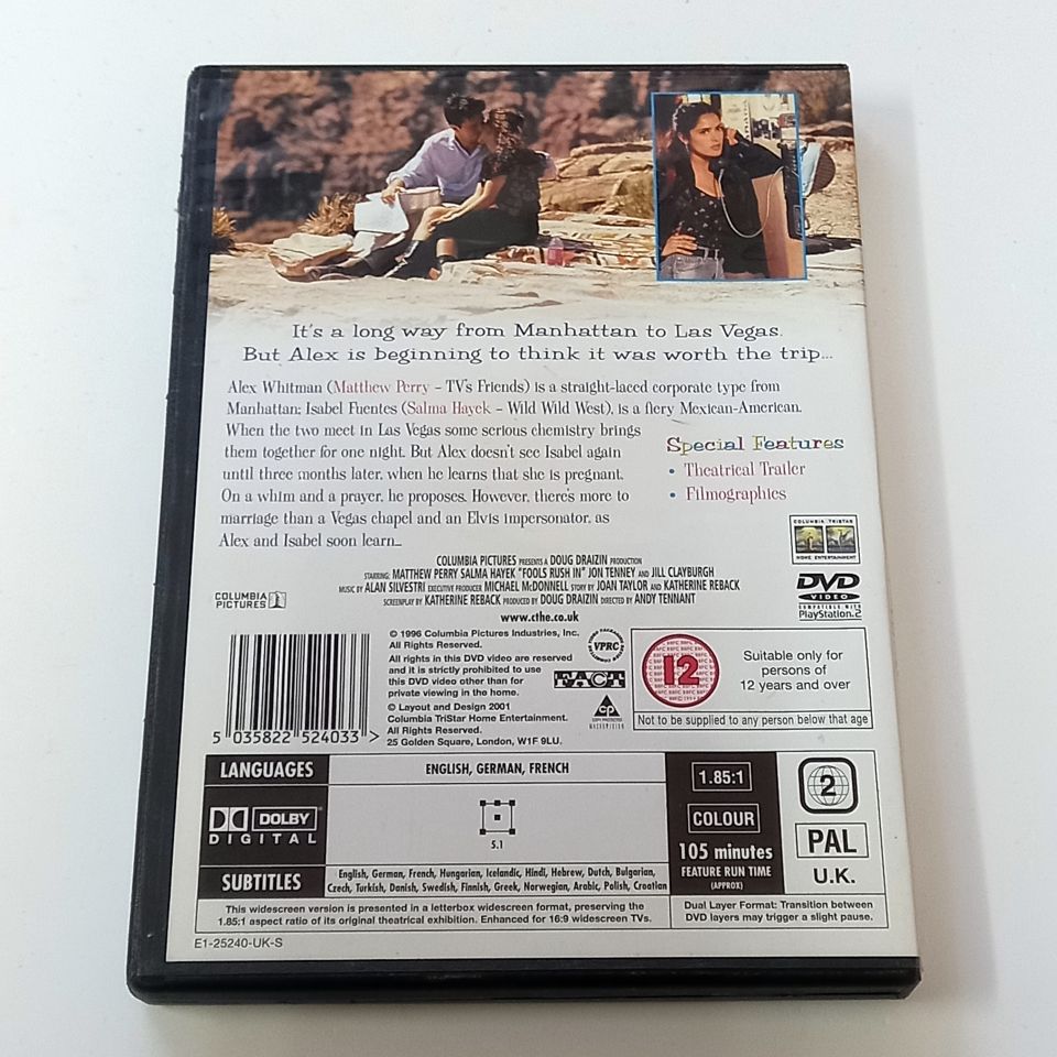 FOOLS RUSH IN - MATTHEW PERRY, SALMA HAYEK - DVD 2.EL