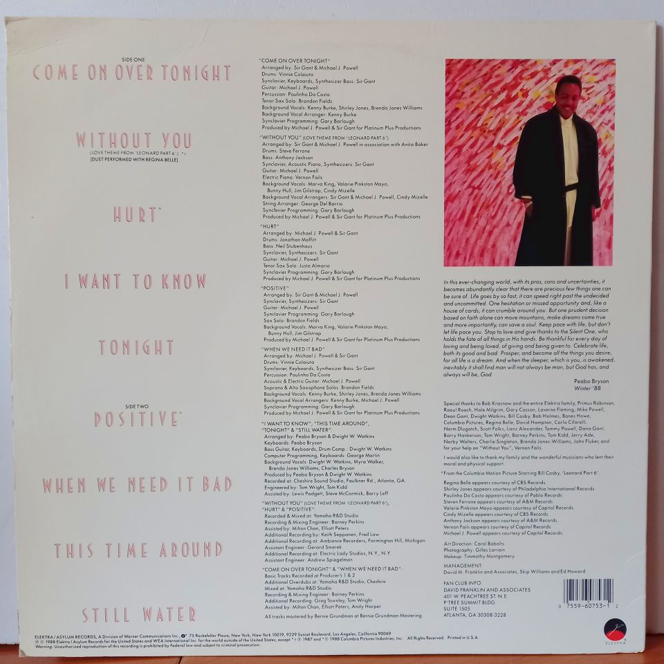 PEABO BRYSON – POSITIVE (1988) - LP 2.EL PLAK