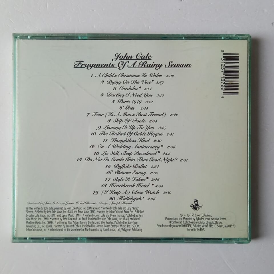 JOHN CALE – FRAGMENTS OF A RAINY SEASON (1992) - CD REISSUE 2.EL