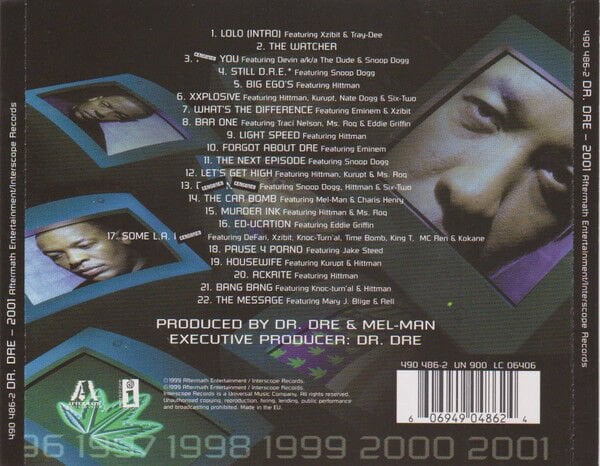 DR. DRE – 2001 (1999) - CD REISSUE JEWEL CASE AMBALAJINDA SIFIR
