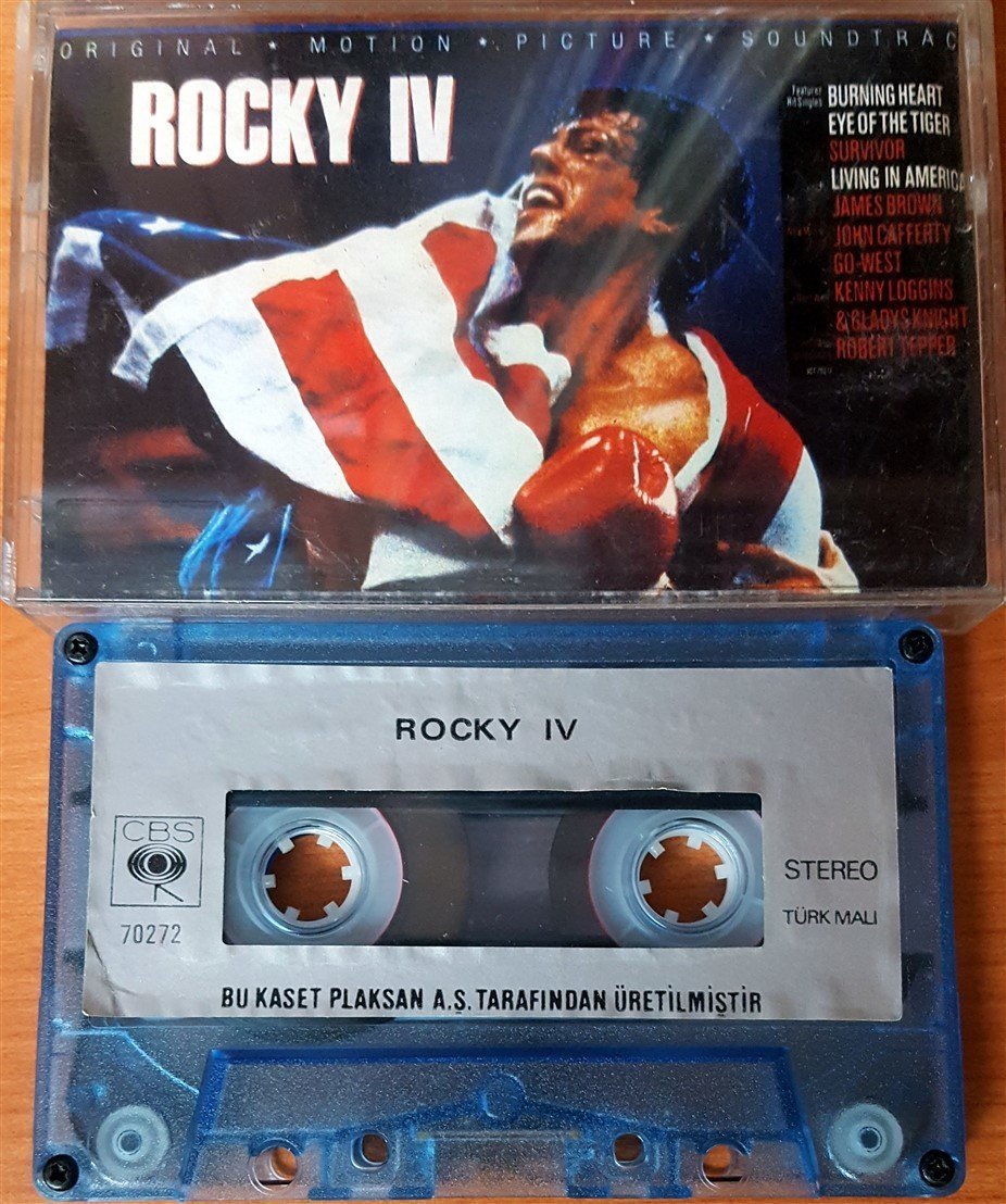 ROCKY IV SOUNDTRACK CASSETTE MADE IN TURKEY ''USED'' PAPER LABEL