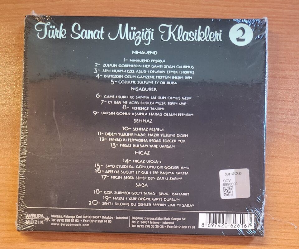 MUAZZEZ ABACI - TÜRK SANAT MÜZİĞİ KLASİKLERİ 2 (2012) - CD DIGIPAK AMBALAJINDA SIFIR