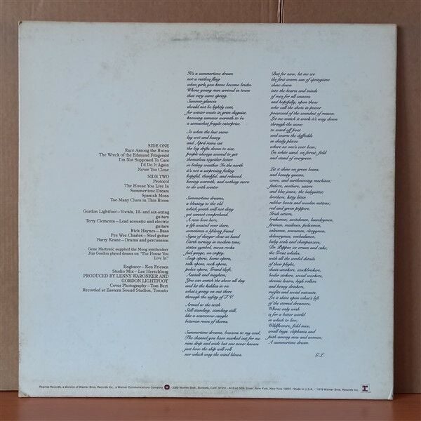 GORDON LIGHTFOOT – SUMMERTIME DREAM (1976) - LP 2. EL PLAK