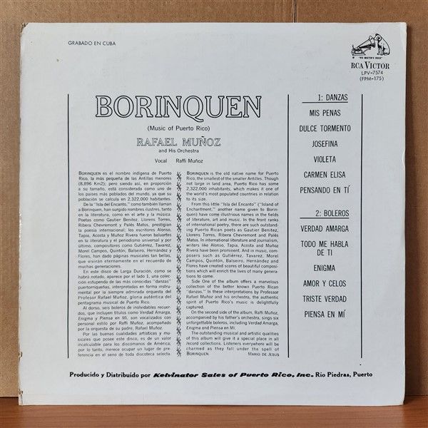 RAFAEL MUÑOZ AND HIS ORCHESTRA – BORINQUEN [MUSIC OF PUERTO RICO] - LP 2.EL PLAK