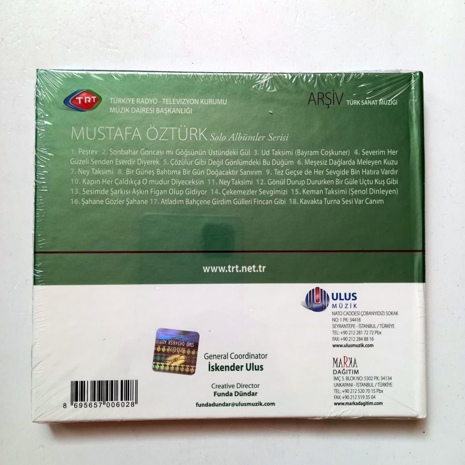 MUSTAFA ÖZTÜRK / TÜRK SANAT MÜZİĞİ / TRT ARŞİV SERİSİ 72 - CD SIFIR