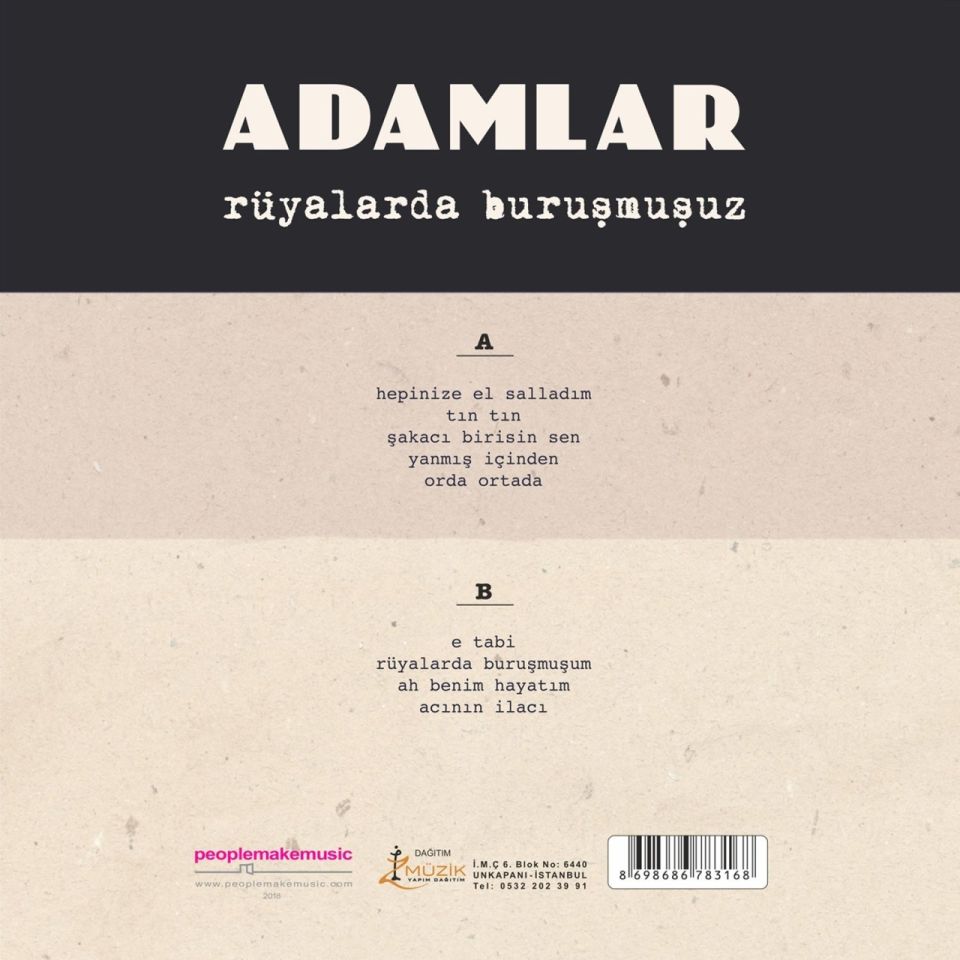 ADAMLAR - RÜYALARDA BURUŞMUŞUZ (2017) - LP 2024 BASIM SIFIR PLAK