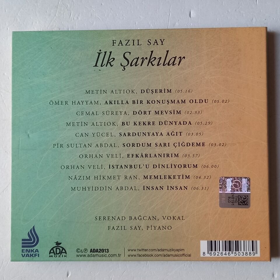 FAZIL SAY – İLK ŞARKILAR (2013) - CD DIGIPAK 2.EL