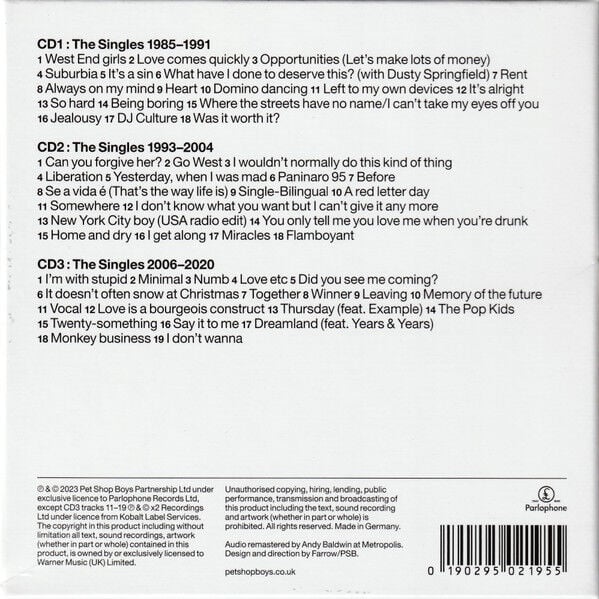 PET SHOP BOYS – SMASH / THE SINGLES 1985-2020 (2023) - 3CD BOX SET AMBALAJINDA SIFIR