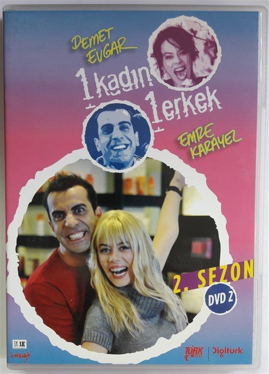 1 KADIN 1 ERKEK 2.SEZON DVD 2 48-59. BÖLÜMLER - DEMET EVGAR - EMRE KARAYEL - MÜGE TURALI - 2DVD 2.EL