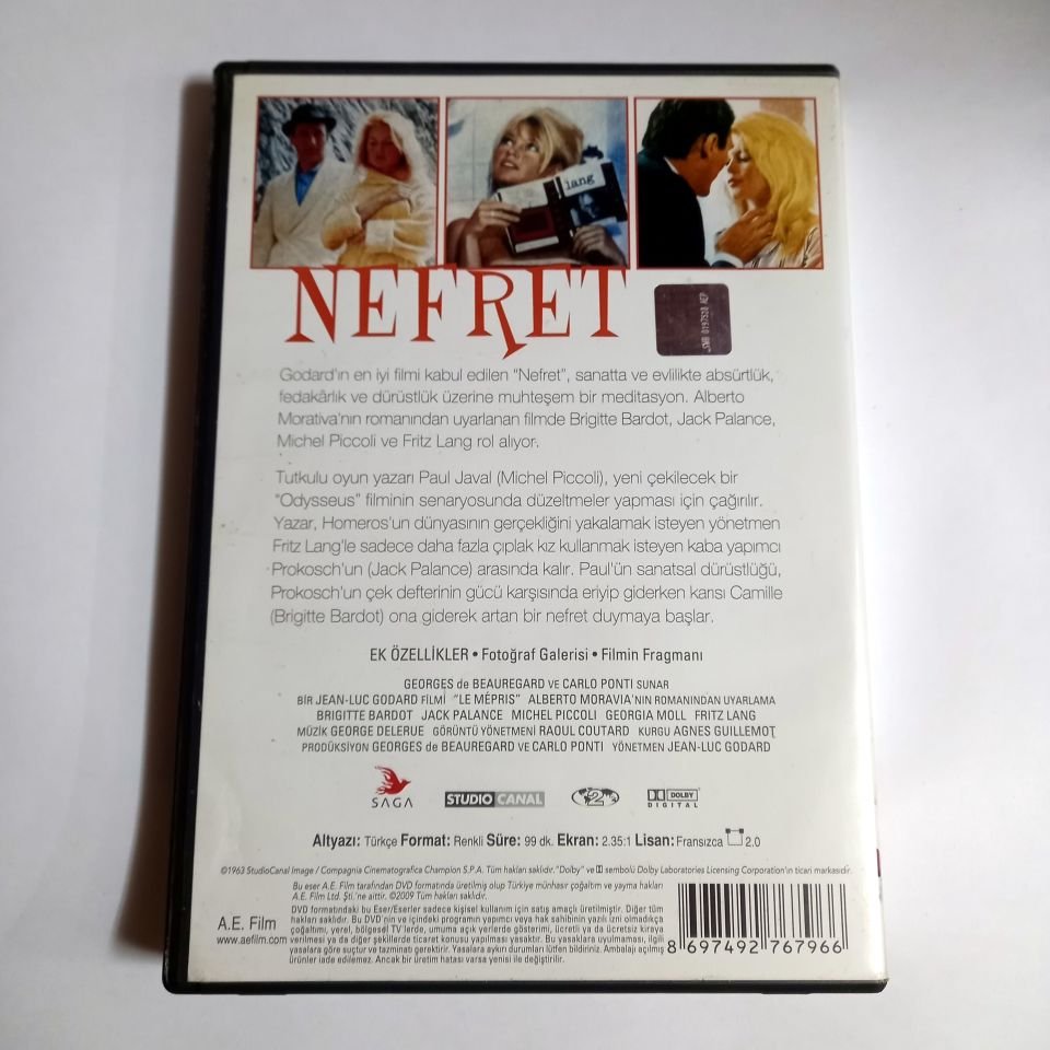 NEFRET - LE MEPRIS - BRIGITTE BARDOT, MICHEL PICCOLI, YÖN.: JEAN-LUC GODARD- DVD 2.EL
