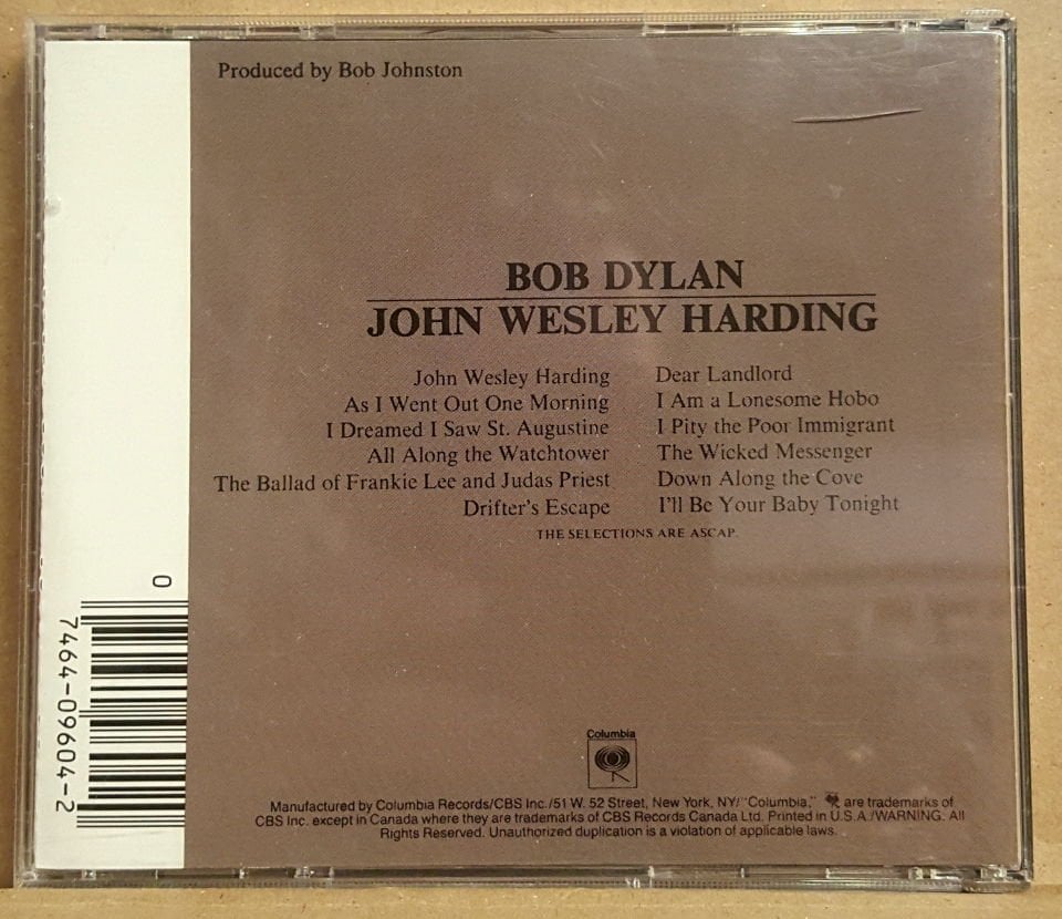 BOB DYLAN - JOHN WESLEY HARDING (1967) - CD MADE IN USA 2.EL