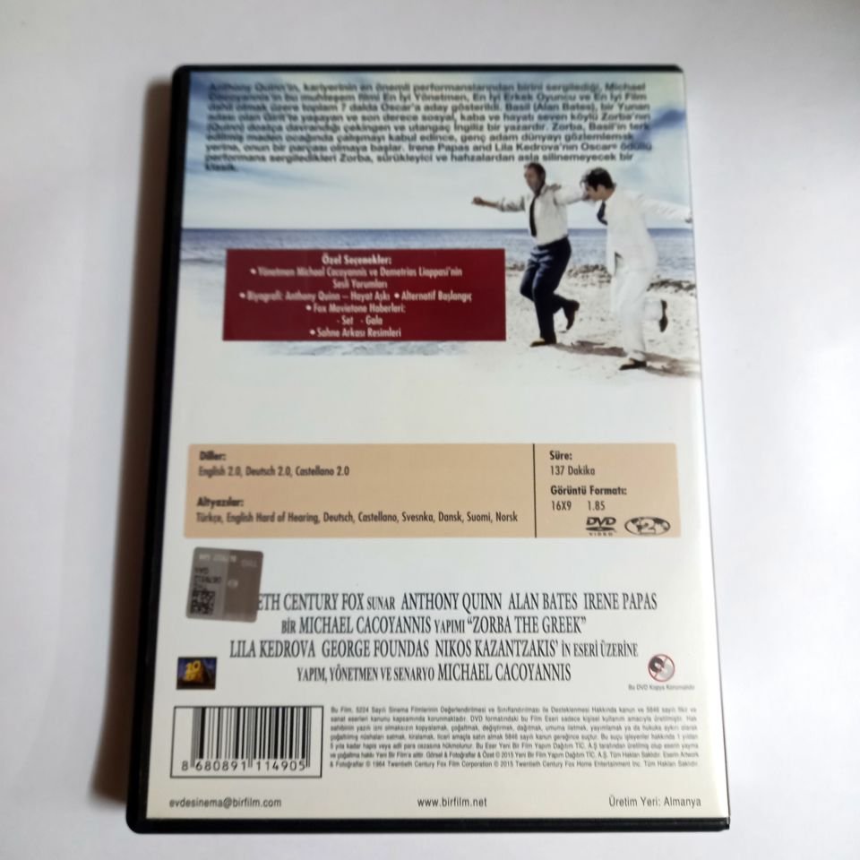 ZORBA THE GREEK - ANTHONY QUEEN, ALAN BATES, IRENE PAPAS, YÖN.: MICHAEL COCOYANNIS - DVD 2.EL