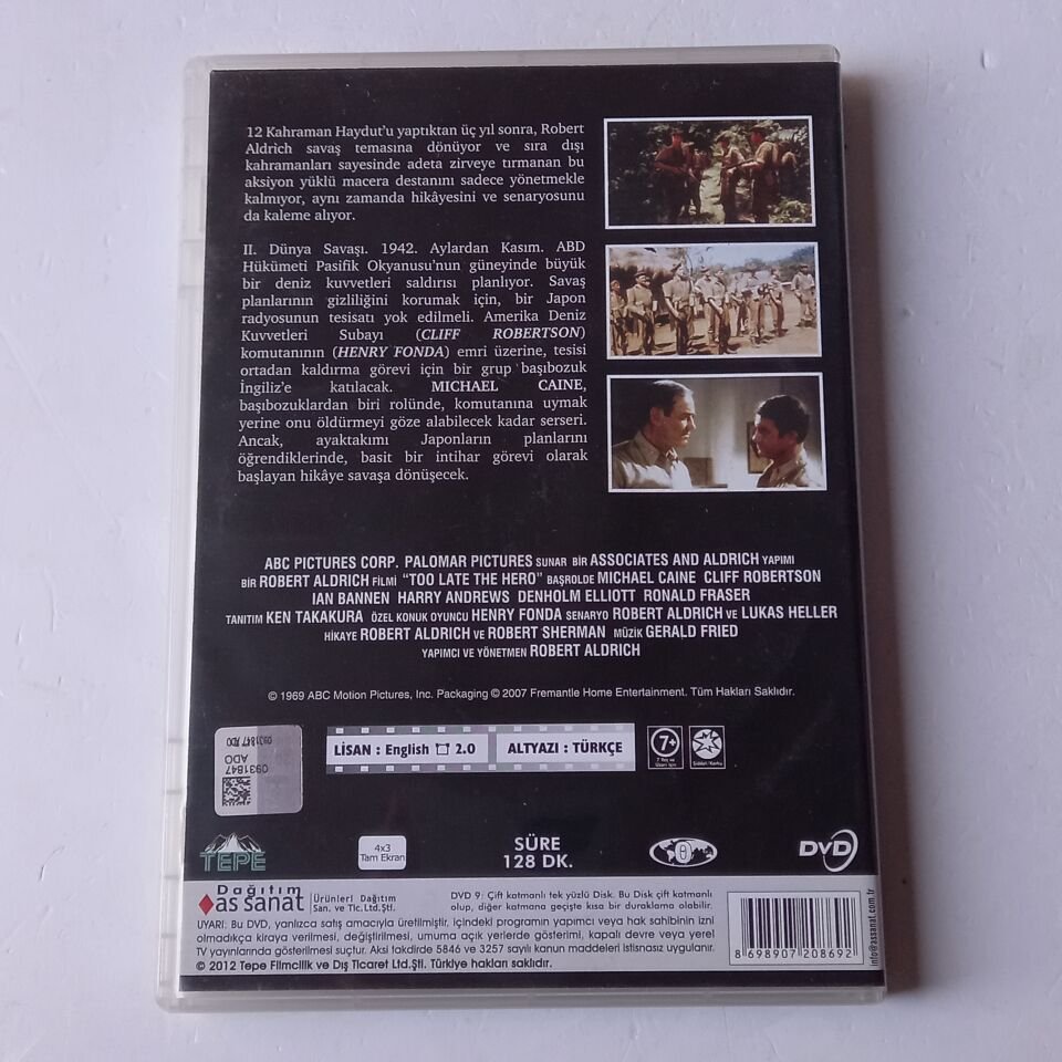 KAHRAMANLAR ALAYI / TOO LATE FOR HERO - MICHAEL CAINE, CLIFF ROBERTSON, HENRY FONDA - DVD 2.EL