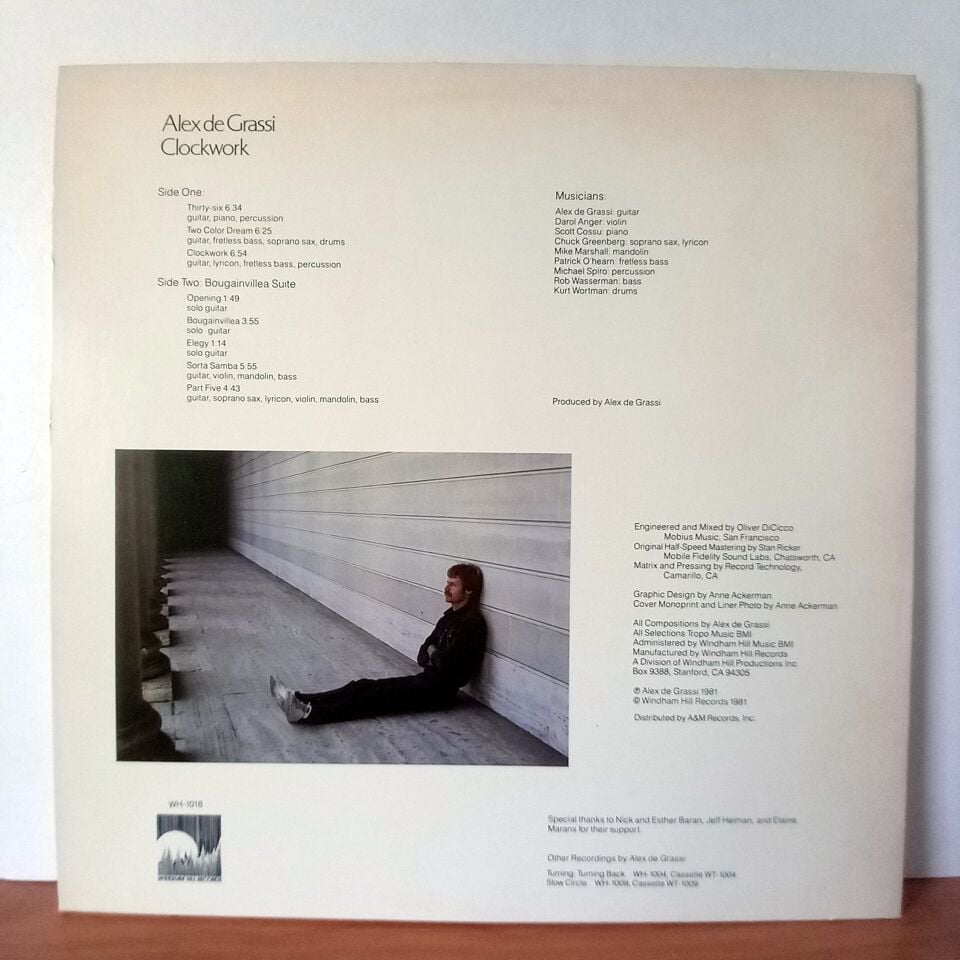 ALEX DE GRASSI – CLOCKWORK (1981) - LP 2.EL PLAK