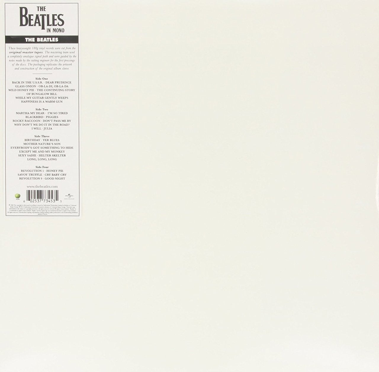 BEATLES - BEATLES (WHITE ALBUM) (1968) - MONO 2LP SIFIR 180GR