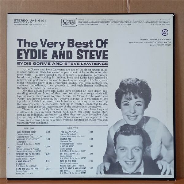 EYDIE GORME AND STEVE LAWRENCE – THE VERY BEST OF EYDIE AND STEVE (1962) - LP 2. EL PLAK