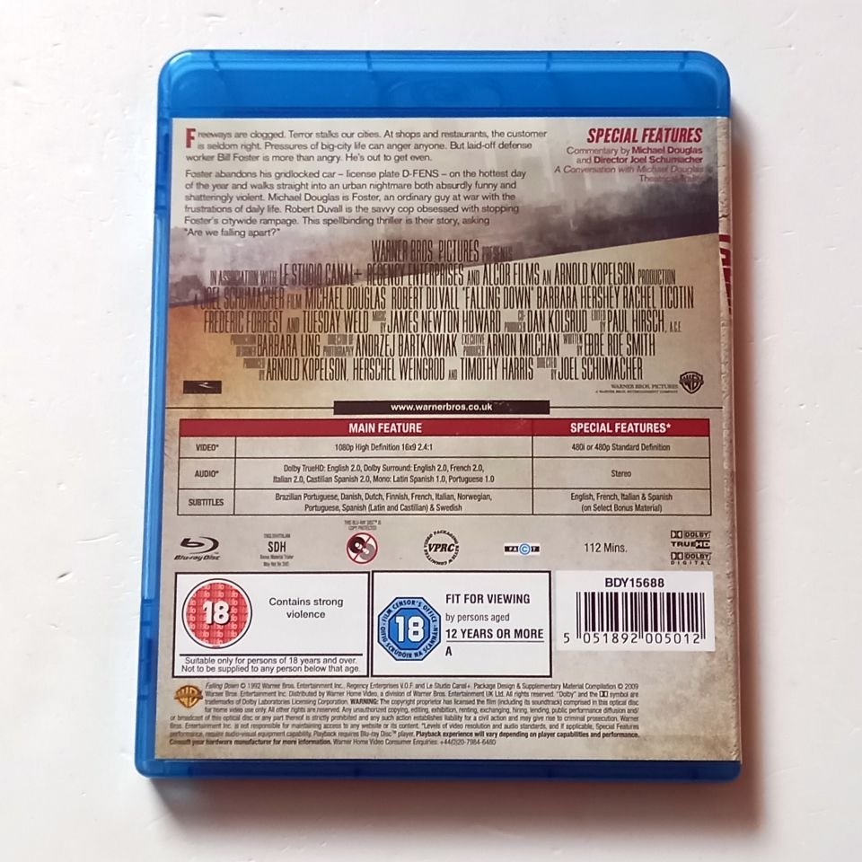 FALLING DOWN - MICHAEL DOUGLAS, ROBERT DUVALL, BARBARA HERSHEY - YÖN.: JOEL SCHUMACHER - BLU-RAY REGION FREE 2.EL TÜRKÇE ALTYAZI YOKTUR