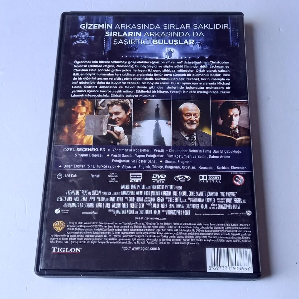 THE PRESTIGE / PRESTİJ - CHRISTOPHER NOLAN, CHRISTIAN BALE, HUGH JACKMAN, MICHAEL CAINE, SCARLETT JOHANSSON - DVD 2.EL