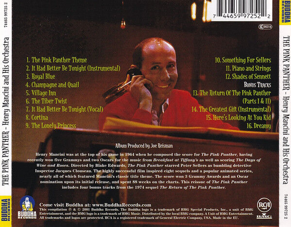 HENRY MANCINI – THE PINK PANTHER / MUSIC FROM THE FILM SCORE (1963) - CD REMASTERED 2001 REISSUE JEWEL CASE AMBALAJINDA SIFIR