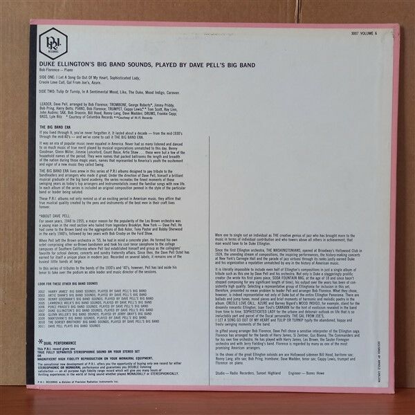 DAVE PELL'S BIG BAND – DUKE ELLINGTON'S BIG BAND SOUNDS, PLAYED BY DAVE PELL'S BIG BAND (1960) - LP 2.EL MARBLED RED+YELLOW PLAK