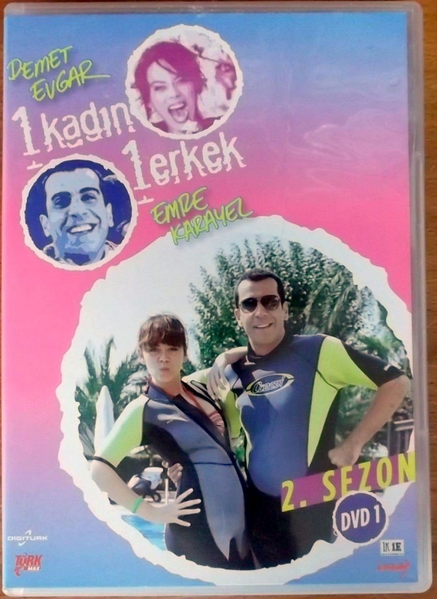 1 KADIN 1 ERKEK 2.SEZON DVD 1 36-47. BÖLÜMLER - DEMET EVGAR - EMRE KARAYEL - MÜGE TURALI - 2DVD 2.EL