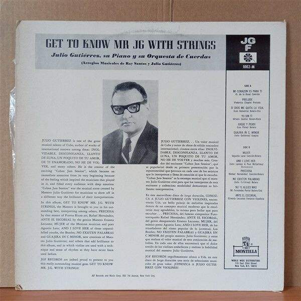 JULIO GUTIERREZ WITH STRINGS - GET TO KNOW MR. J.G. - LP 2.EL PLAK