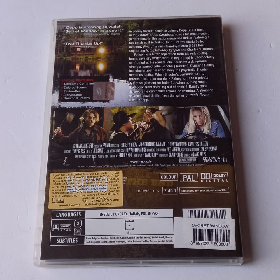 SECRET WINDOW - JOHNNY DEPP - DVD 2.EL