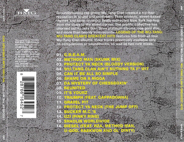 WU-TANG CLAN – LEGEND OF THE WU-TANG: WU-TANG CLAN'S GREATEST HITS (2004) - CD REISSUE JEWEL CASE AMBALAJINDA SIFIR