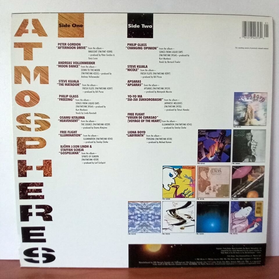 VARIOUS – ATMOSPHERES / PETER GORDON, PHILIP GLASS, ANDREAS VOLLENWEIDER, APSARAS, LIONA BOYD (1987) - LP 2.EL PLAK