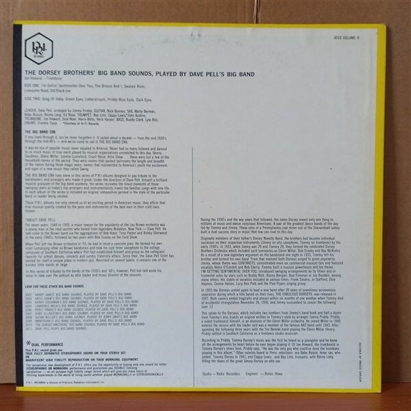 DAVE PELL'S BIG BAND – DORSEY BROTHERS' BIG BAND SOUNDS - LP 2.EL SARI RENKLİ ŞEFFAF PLAK