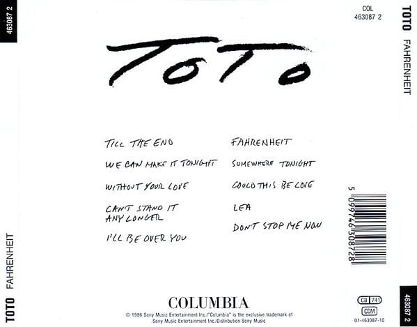 TOTO – FAHRENHEIT (1986) - CD REISSUE JEWEL CASE AMBALAJINDA SIFIR