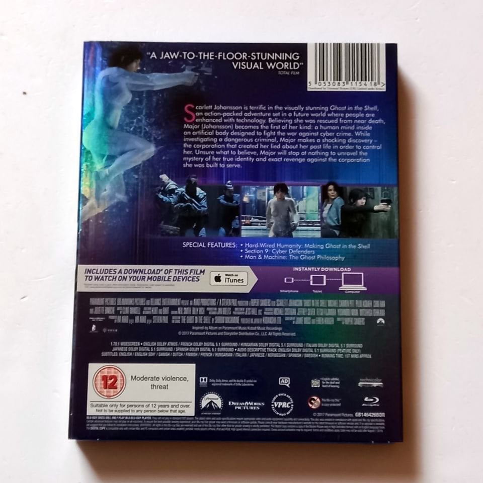 GHOST IN THE SHELL - SCARLETT JOHANSON, MICHAEL CARMEN PITT, JULIETTE BINOCHE - YÖN.: RUPERT SANDERS - BLU-RAY REGION FREE SLIPCASE 2.EL TÜRKÇE ALTYAZI YOKTUR