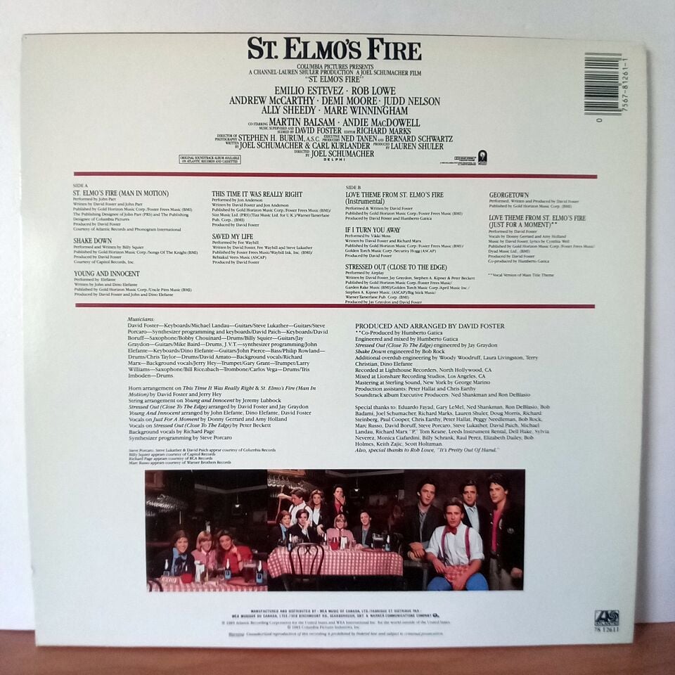 VARIOUS – ST. ELMO\'S FIRE ORIGINAL MOTION PICTURE SOUNDTRACK / DAVID FOSTER, JOHN PARR, VIKKI MOSS, AIRPLAY, JON ANDERSON (1985) - LP 2.EL PLAK