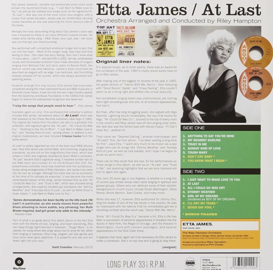 ETTA JAMES - AT LAST (1960) - LP 180GR 2023 EDITION SIFIR PLAK