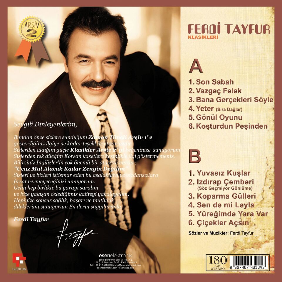 FERDİ TAYFUR - KLASİKLERİ / ARŞİV 2 (1998) - LP 180GR 2026 EDİSYON SIFIR PLAK