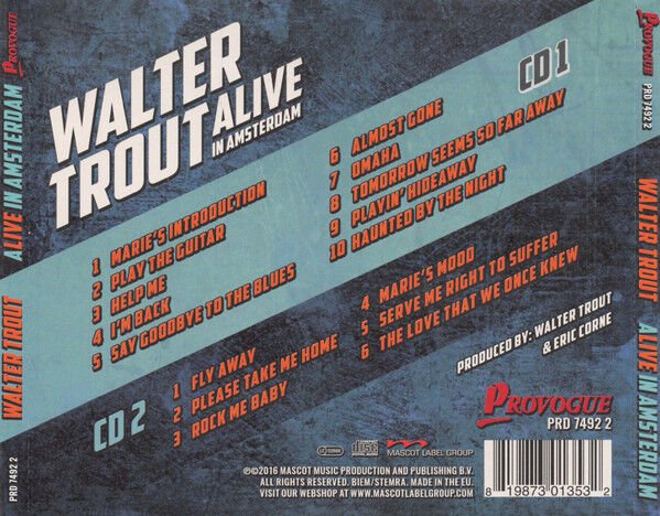 WALTER TROUT – ALIVE IN AMSTERDAM (2016) - 2CD JEWEL CASE AMBALAJINDA SIFIR