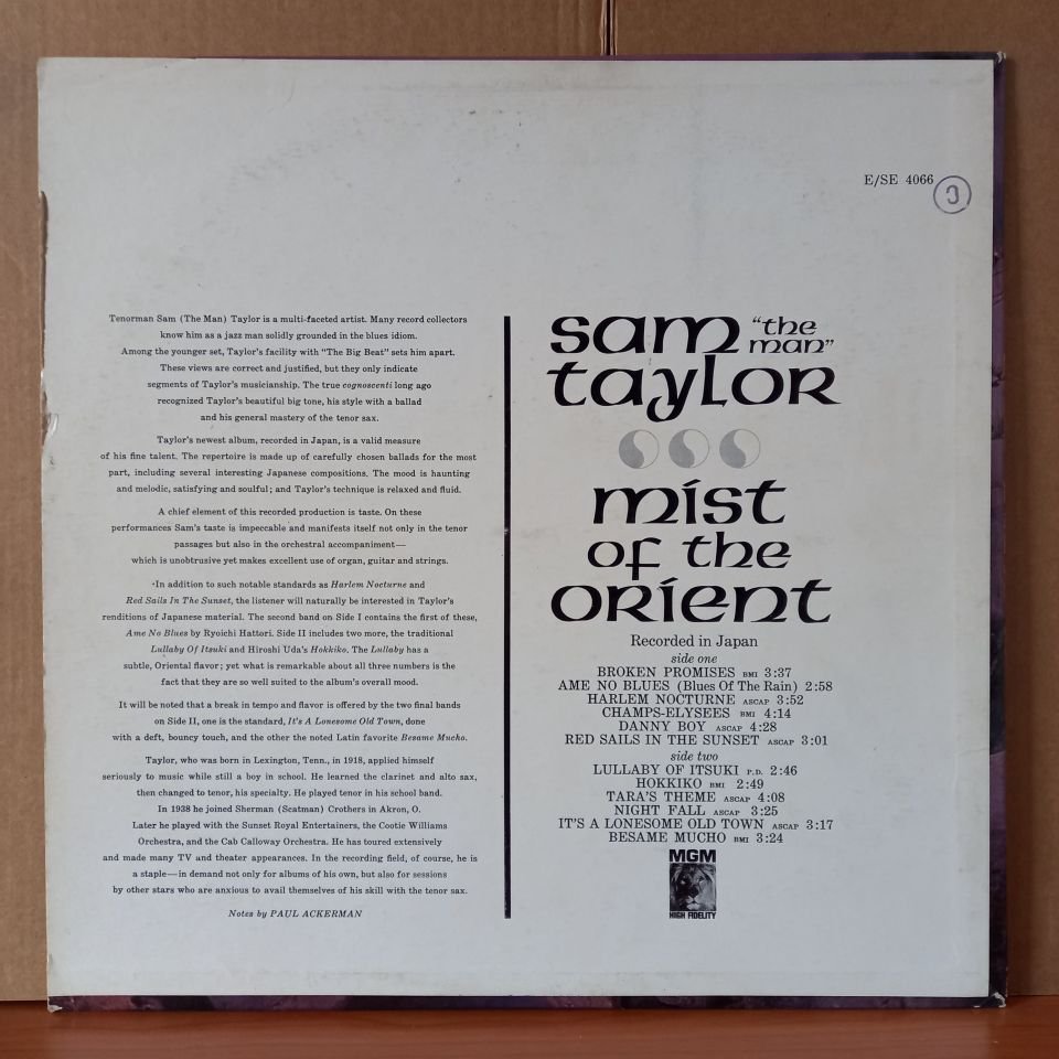 SAM ''THE MAN'' TAYLOR – MIST OF THE ORIENT (1962) - LP 2.EL PLAK