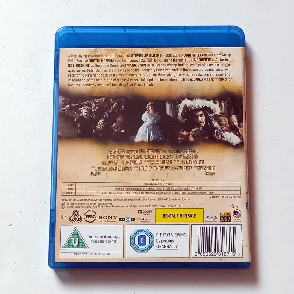 HOOK - DUSTIN HOFFMAN, ROBIN WILLIAMS, JULIA ROBERTS - YÖN.: STEVEN SPIEKBERG - BLU-RAY 2.EL