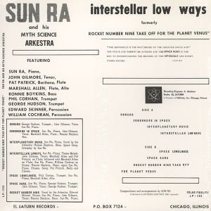 SUN RA AND HIS MYTH SCIENCE ARKESTRA – INTERSTELLAR LOW WAYS (1967) - LP SIFIR PLAK