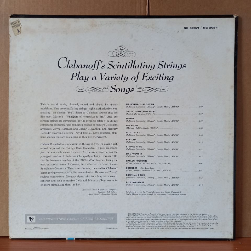 CLEBANOFF AND HIS ORCHESTRA – STRINGS AFIRE (1961) - LP 2.EL PLAK