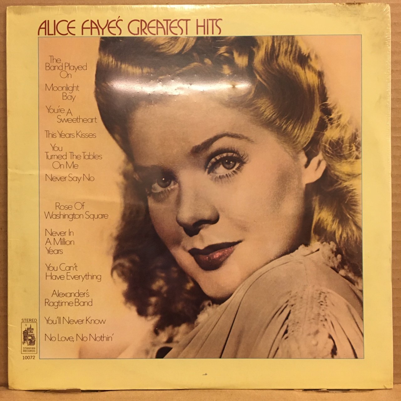 ALICE FAYE - GREATEST HITS (1973) SIFIR PLAK