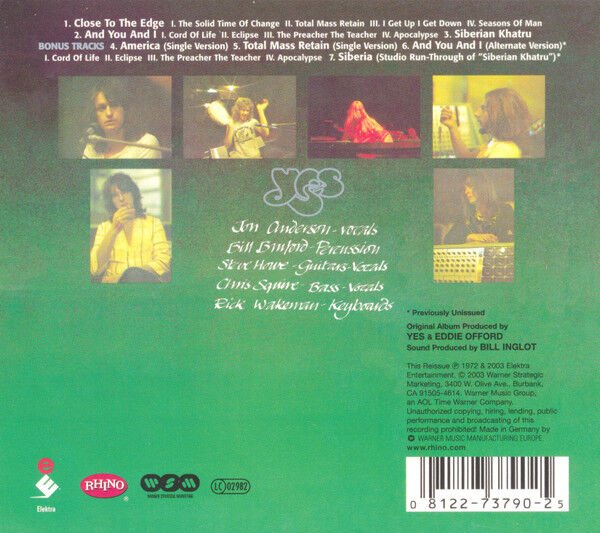 YES – CLOSE TO THE EDGE (1972) - CD REMASTERED 2012 REISSUE DIGIPAK AMBALAJINDA SIFIR