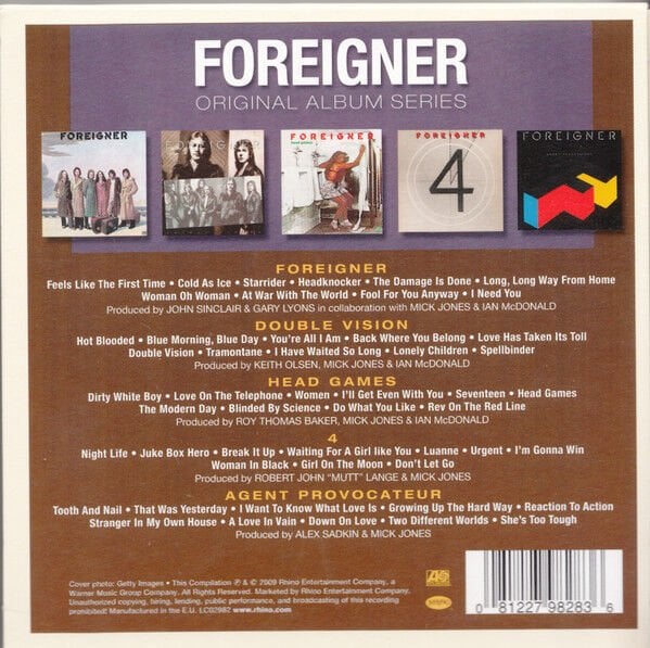 FOREIGNER – ORIGINAL ALBUM SERIES / FOREIGNER, DOUBLE VISION, HEAD GAMES, 4, AGENT PROVOCATEUR (2009) - 5CD BOX SET AMBALAJINDA SIFIR