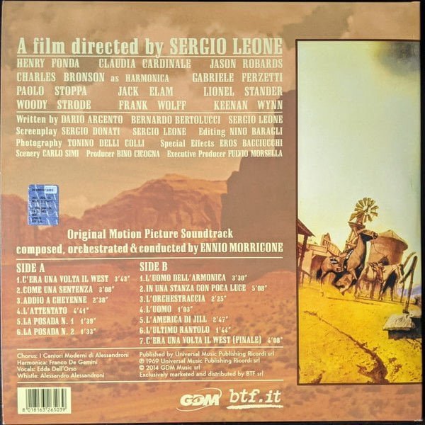 ONCE UPON A TIME IN THE WEST - SOUNDTRACK MUSIC BY ENNIO MORRICONE (1969) - 2020 LIMITED EDITION CLEAR TRANSPARENT LP SIFIR PLAK