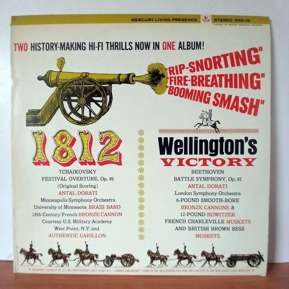 TCHAIKOVSKY:  1812 FESTIVAL OVERTURE, OP. 49 / BEETHOVEN: WELLINGTON'S VICTORY BATTLE SYMPHONY, OP. 91 / ANTAL DORATI, MINNEAPOLIS SYMPHONY ORCHESTRA, UNIVERSITY OF MINNESOTA BRASS BAND / LONDON SYMPHONY ORCHESTRA (1964) - LP 2.EL PLAK
