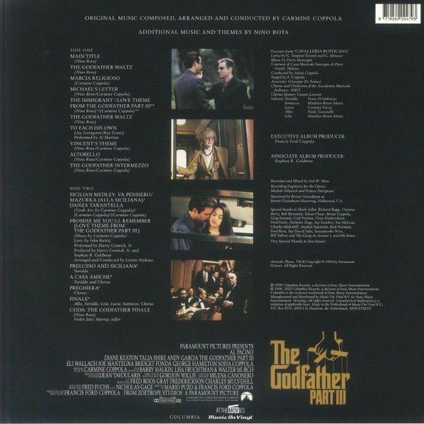 GODFATHER III - SOUNDTRACK / MUSIC BY CARMINE COPPOLA & NINO ROTA (1990) - LP 180GR 2024 TRANSLUCENT RED COLOURED LIMITED EDITION SIFIR PLAK