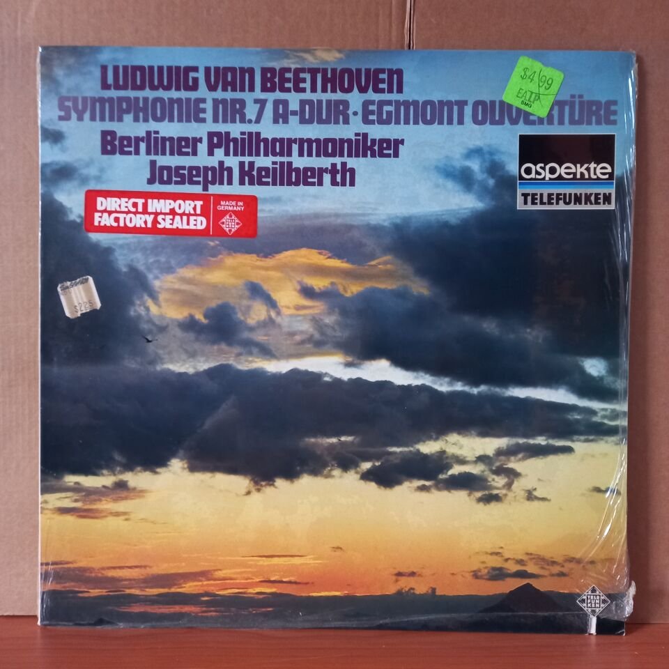 LUDWIG VAN BEETHOVEN: SYMPHONY NR.7 A-DUR - EGMONT OVERTURE / BERLINER PHILHARMONIKER, JOSEPH KEILBERTH - LP DÖNEM BASKISI SIFIR PLAK