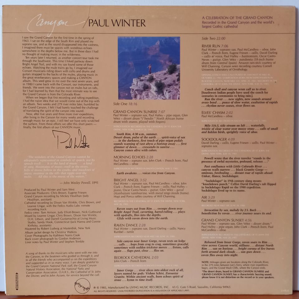 PAUL WINTER – CANYON (1985) - LP 2.EL PLAK