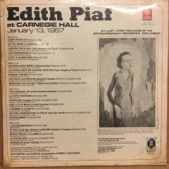 EDITH PIAF AT CARNEGIE HALL  1977 SIFIR PLAK